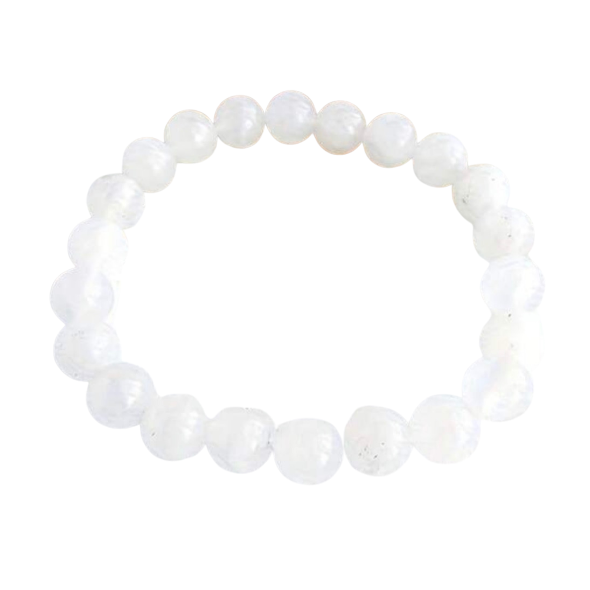 White Quartz beaded bracelet on a white background