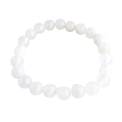 White Quartz beaded bracelet on a white background