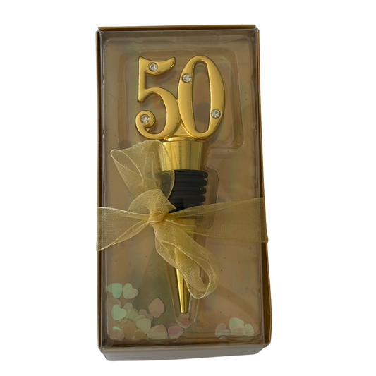 50th Birthday Gold-Tone Wine Stop – Milestone Keepsake- Add on