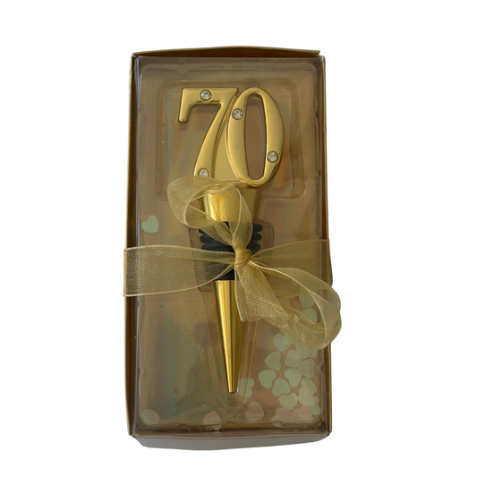 70th Birthday Gold-Tone Wine Stop – Milestone Keepsake- Add on