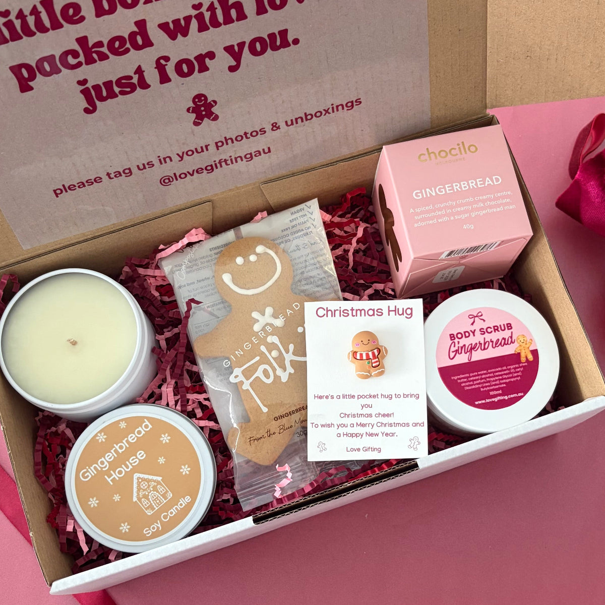 Gingerbread Wishes festive Christmas gift box beautifully packaged and ready for gifting in Australia