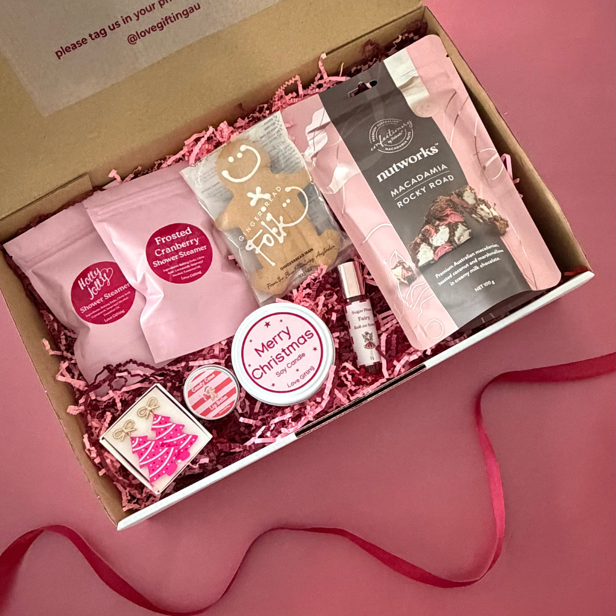 Tis the Season Christmas gift box for her with sweet treats, festive jewellery and self-care gifts