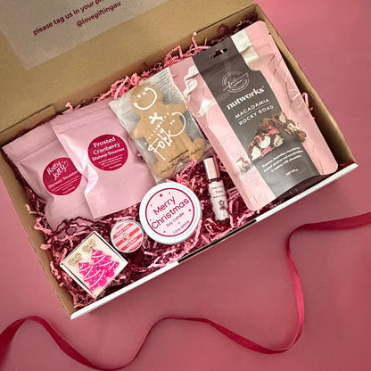 Tis the Season Christmas gift box for her with sweet treats, festive jewellery and self-care gifts