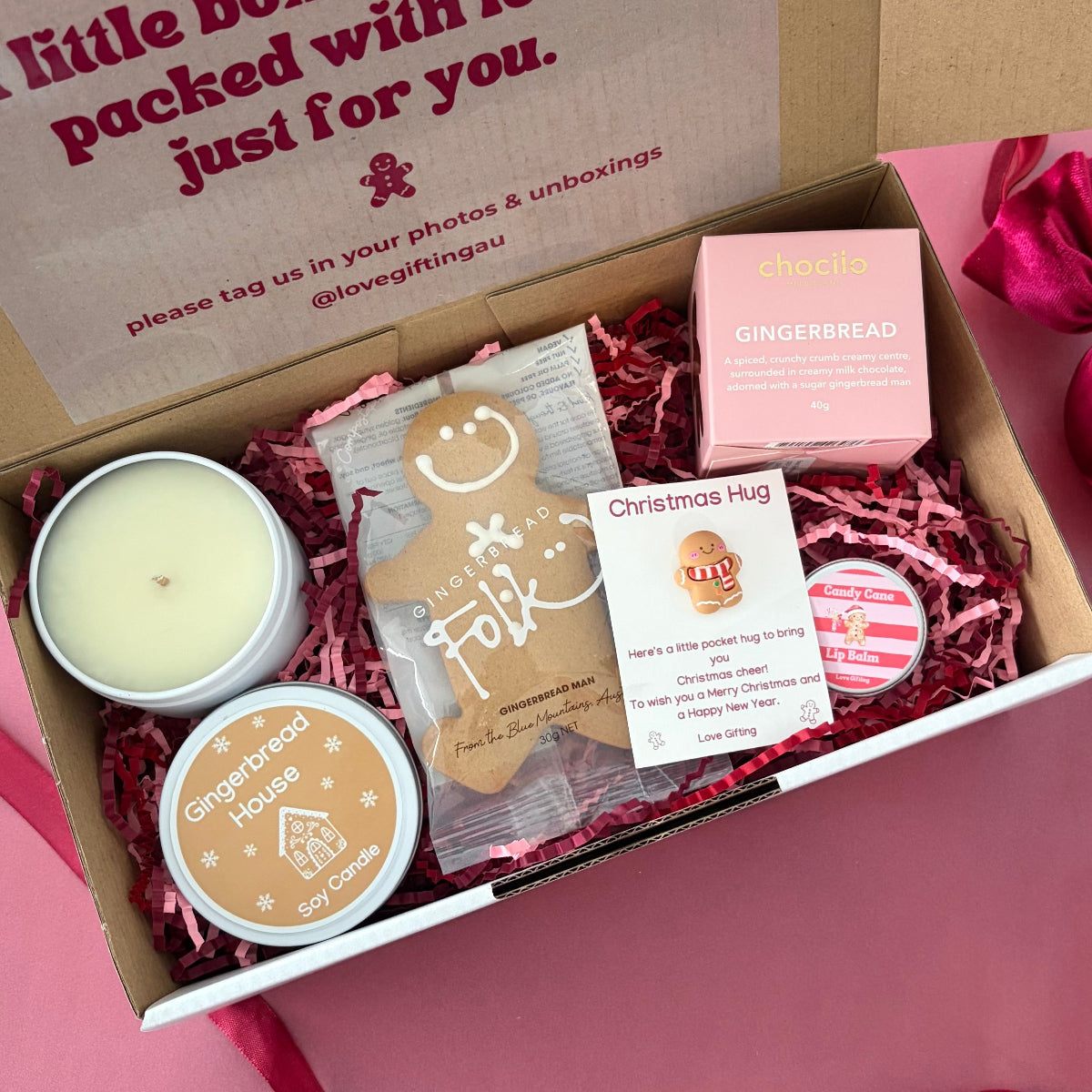 Gingerbread Kisses festive Christmas gift box beautifully packaged for Christmas gifting