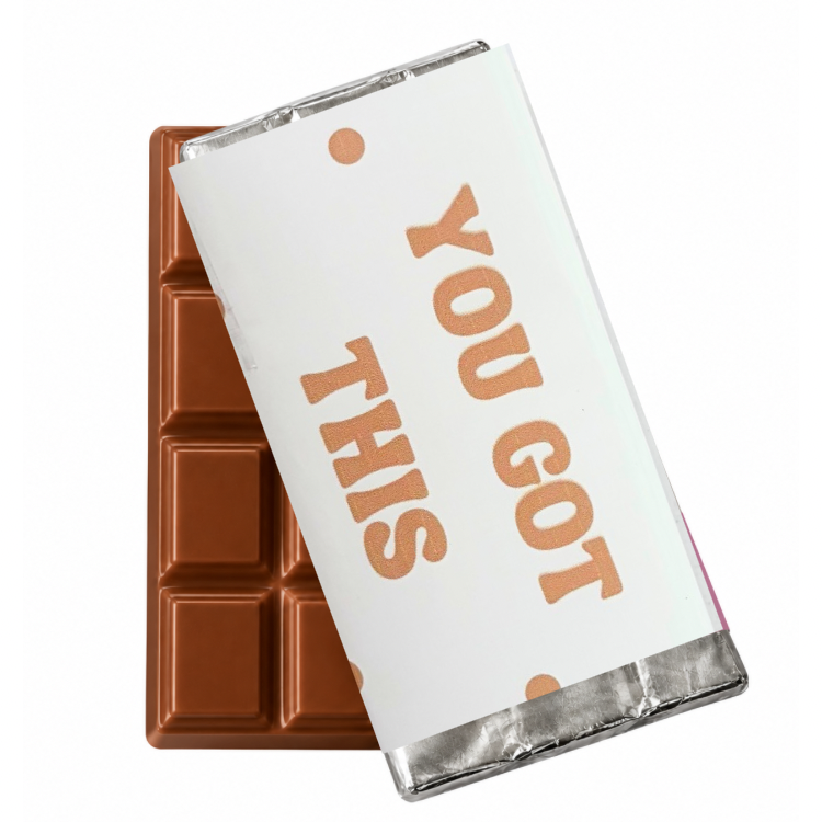 You've Got This milk chocolate bar with uplifting gold and cream wrapper, a sweet encouragement gift.