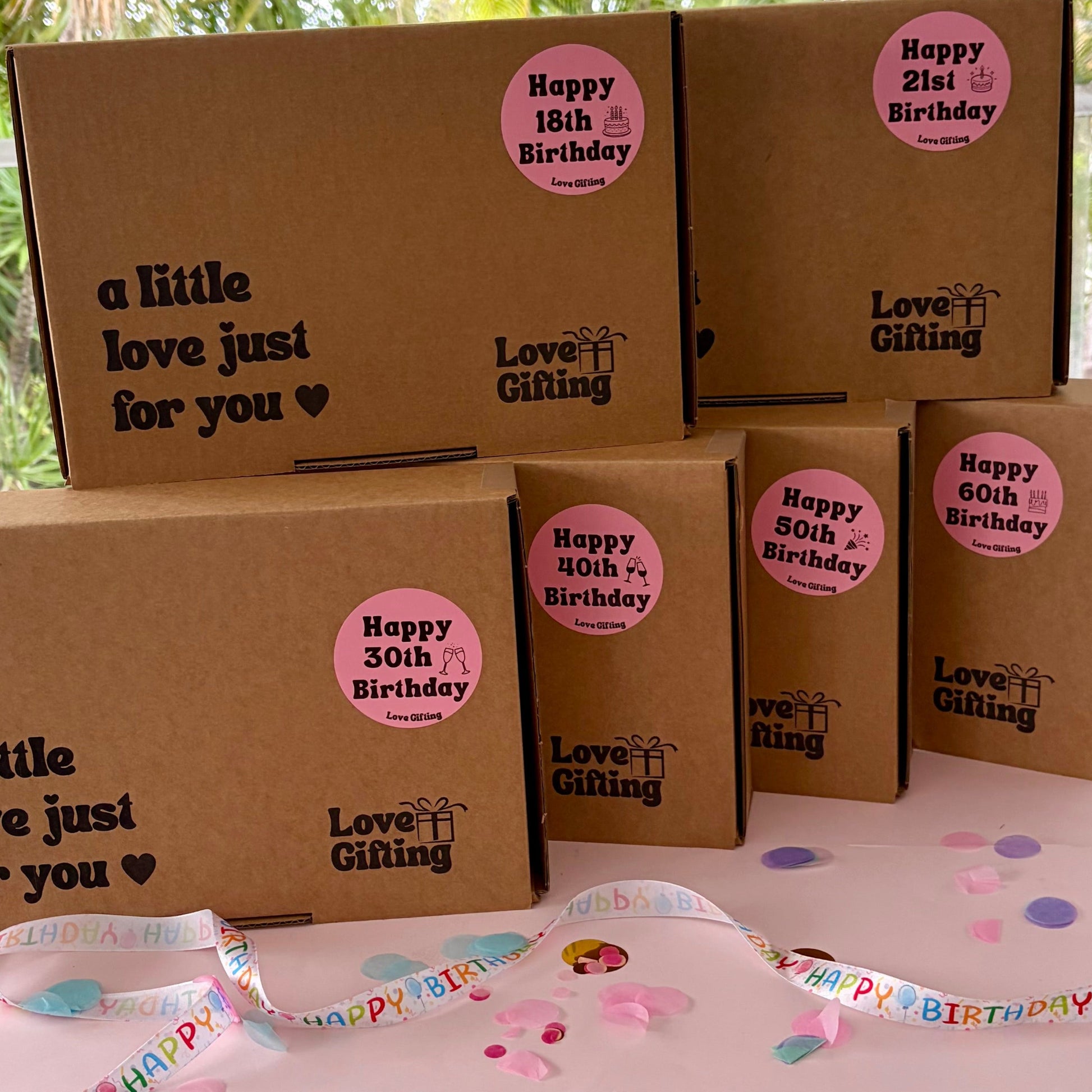 7 day Birthday Advent gift boxes with Happy Birthday sticker, ready to gift.